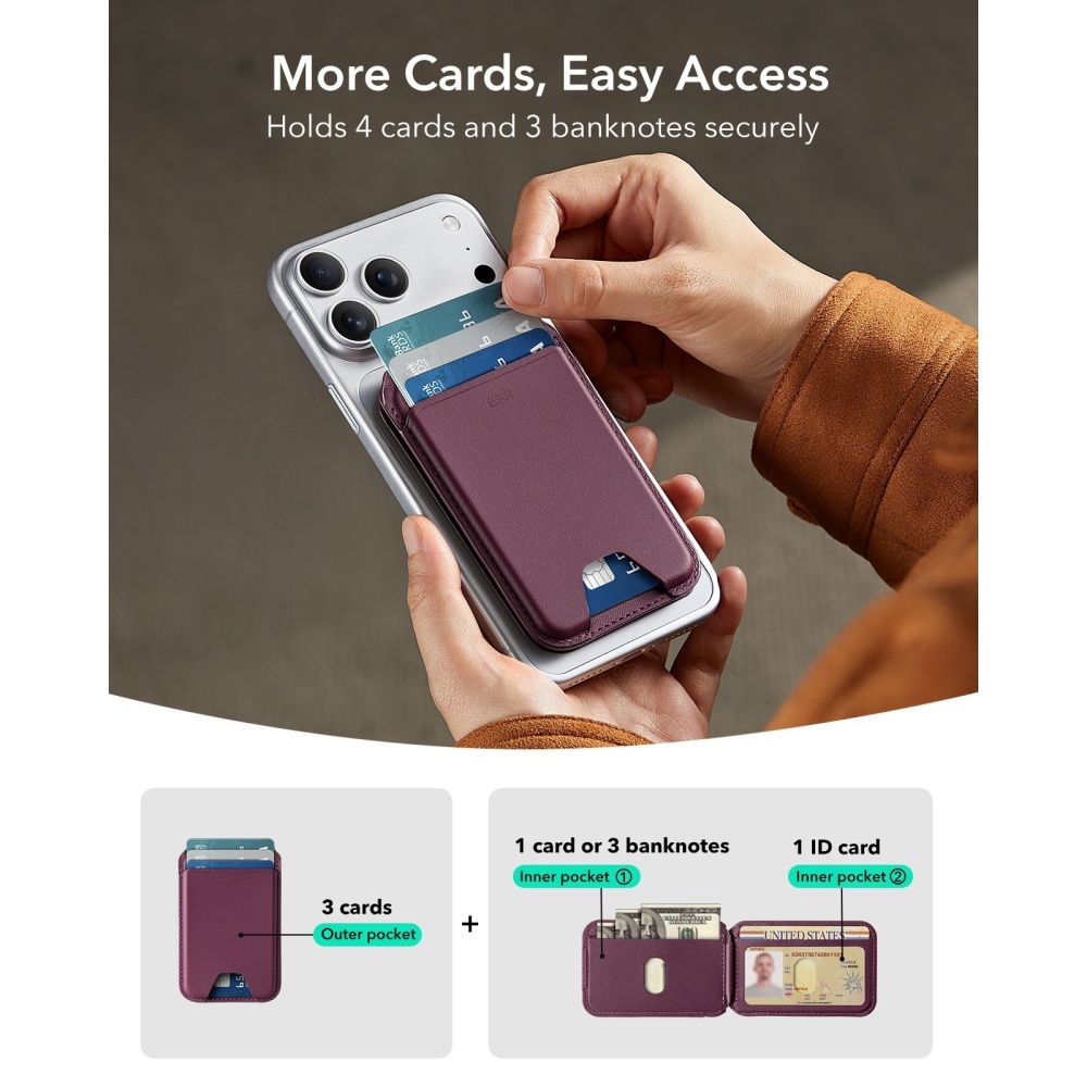 Esr Classic Rfid Magnetisk Tegnebagstand Magsafe Dyb Burgundy