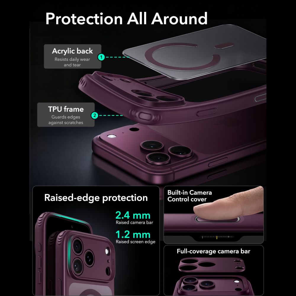 Esr Classic Hybrid Magsafe Iphone 17 Pro Max / 18 Pro Max Frosted Deep Burgundy