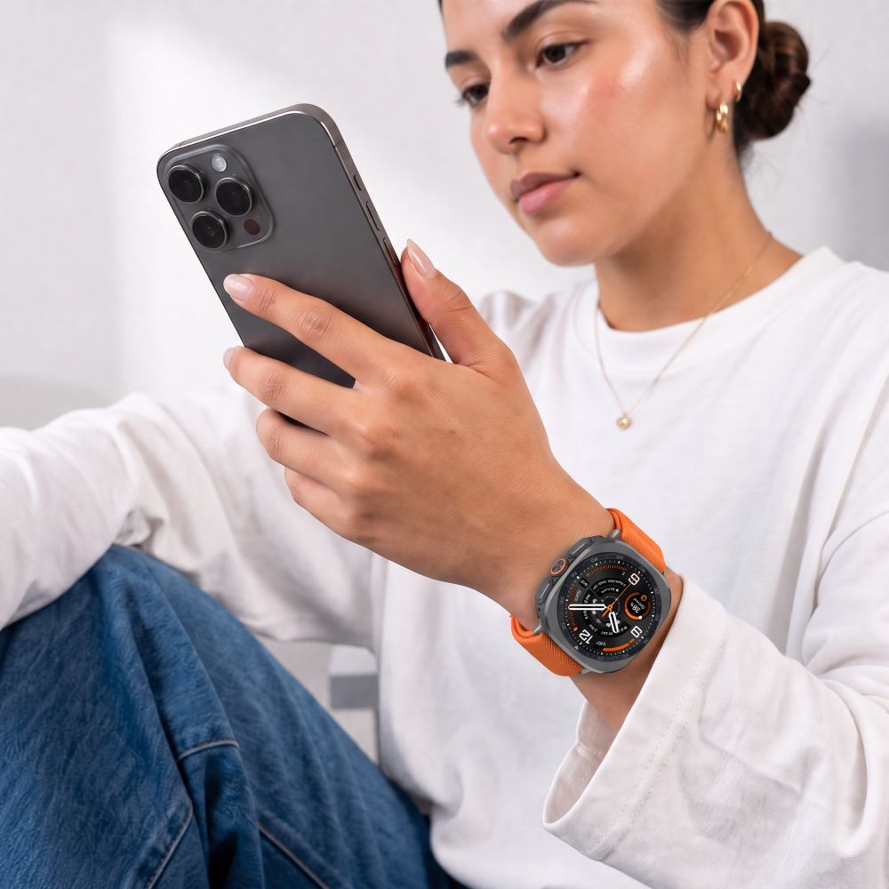 Tech Protect Nylon Lås Samsung Galaxy Watch Ultra 1 / 2 2024 2026 (47 Mm) Orange