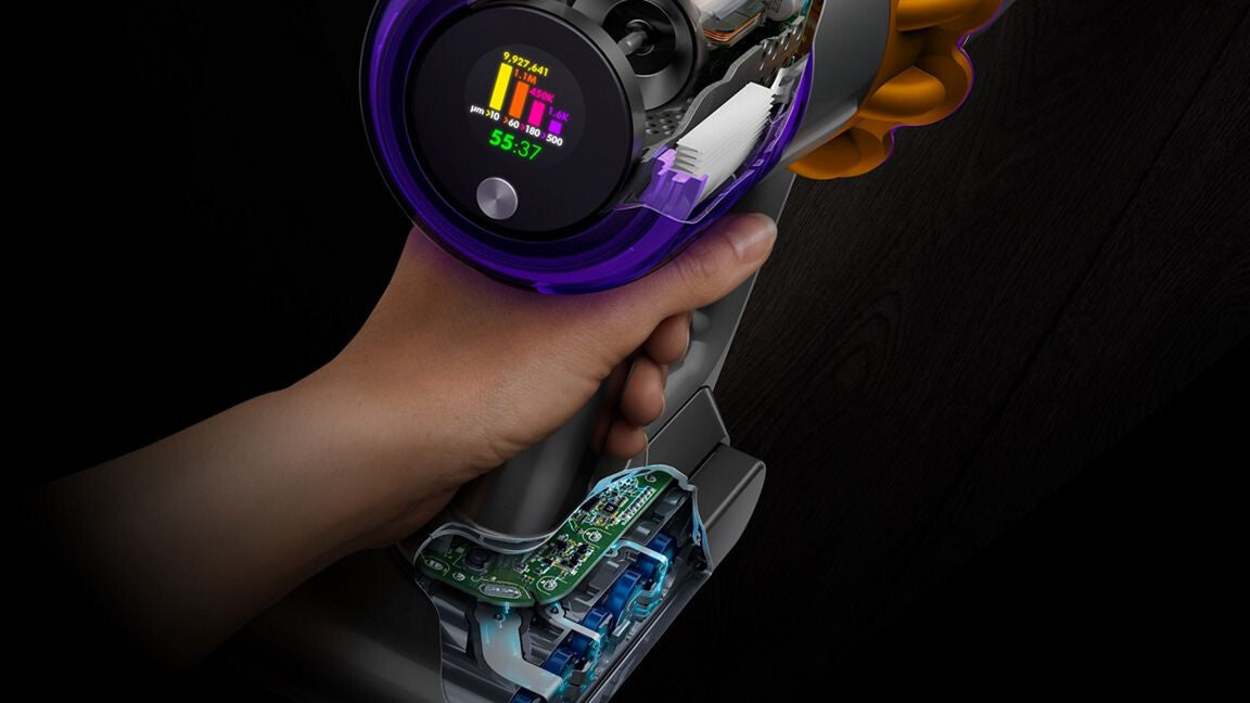 Dyson V15s Detect Submarine 2-i-1 stangstøvsuger Batteri Tør&våd Poseløs 0,77 L Nikkel, Gul