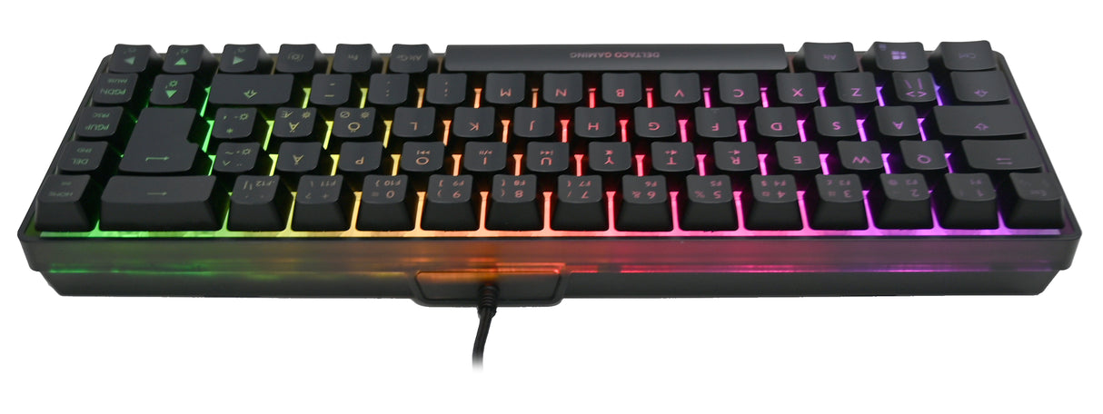 Deltaco Gaming DK240 60% keyboard, semi transparent case bla