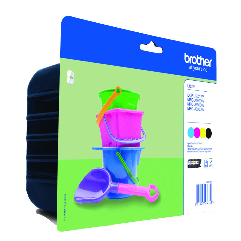 Brother LC-221 blækpatron 4 stk Original Standard udbytte Sort, Blå, Magenta, Gul