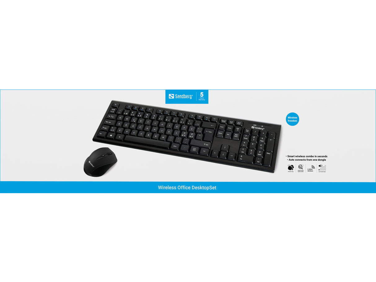 Wireless Office Desktop Set, Black (Nordic)