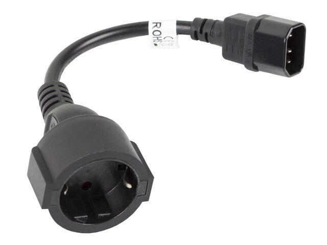 Lanberg CA-C14E-10CC-0018-BK el-ledning Sort 0,18 m C14 forbinder