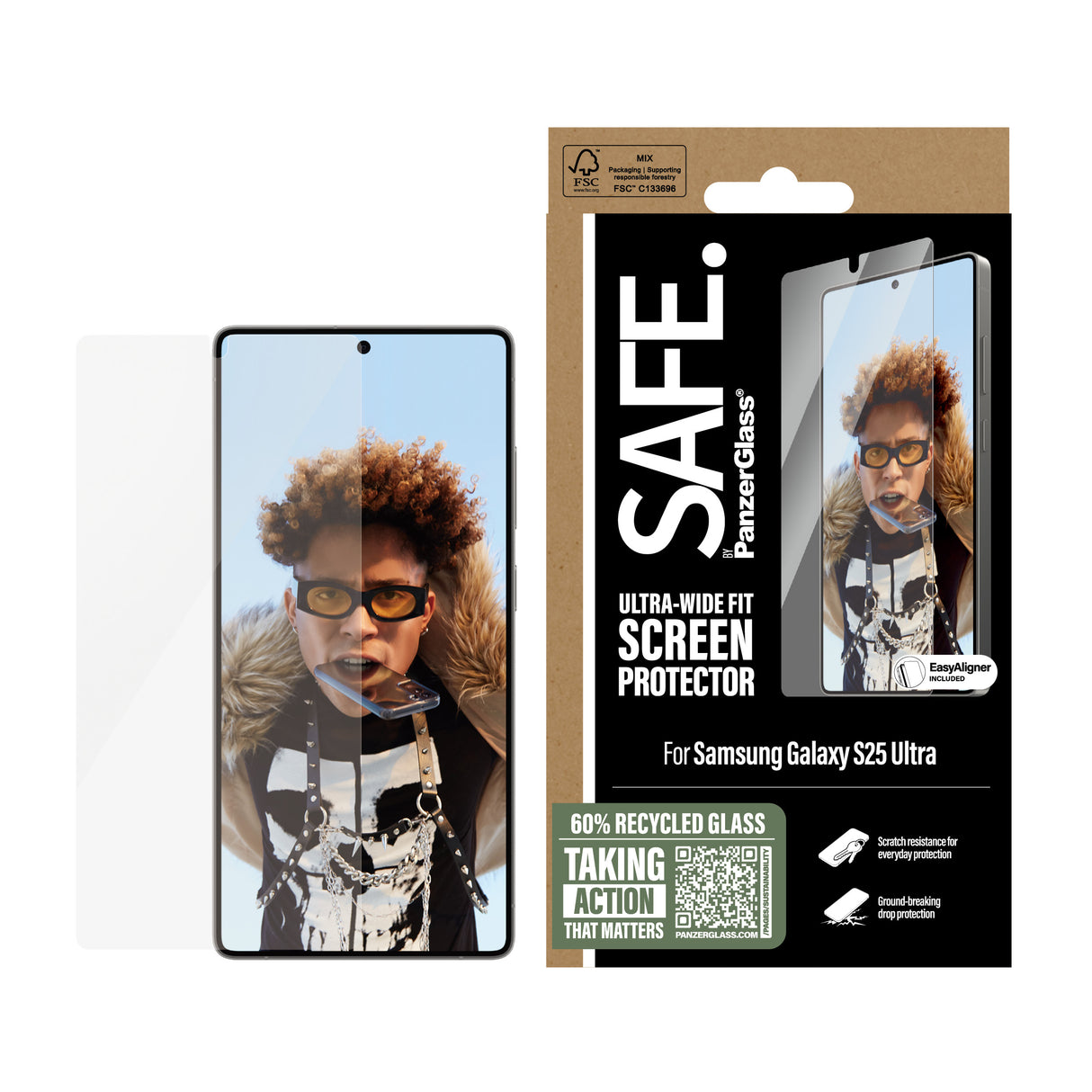 PanzerGlass SAFE. by ® Skærmbeskyttelse Samsung Galaxy S25 Ultra | Ultra-Wide Fit w. Aligner