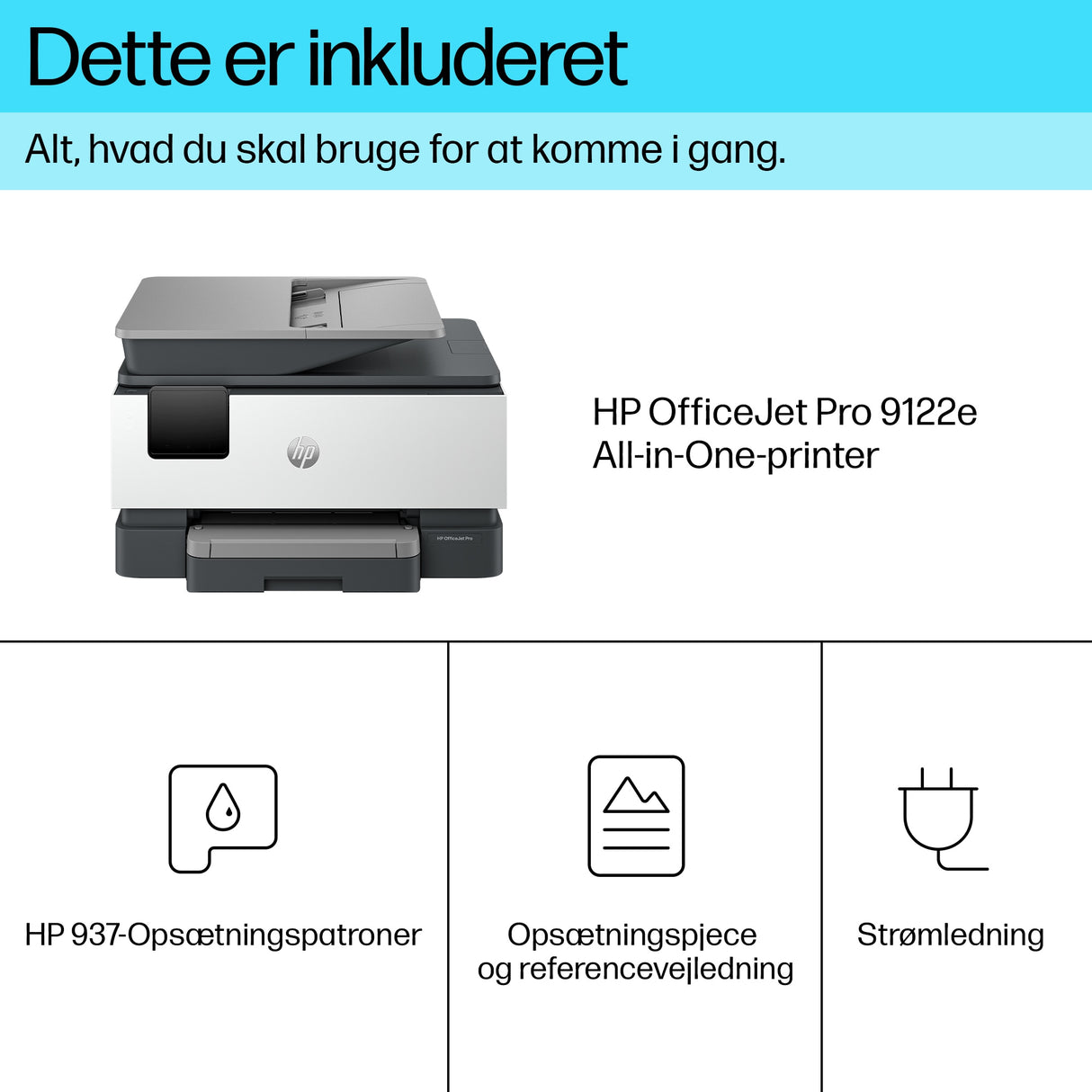 HP OfficeJet Pro 9122e Trådløst All-in-One Farve Printer, Instant Ink; 2-sidet printning