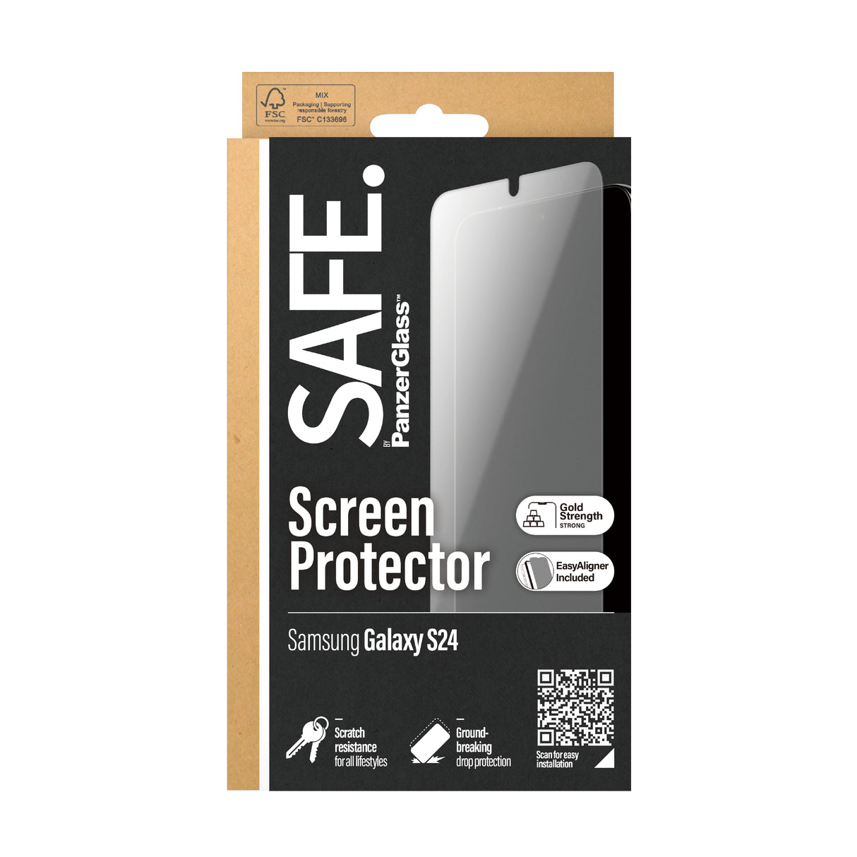 PanzerGlass SAFE. by ® Skærmbeskyttelse Samsung Galaxy S24 | Ultra-Wide Fit m. EasyAligner