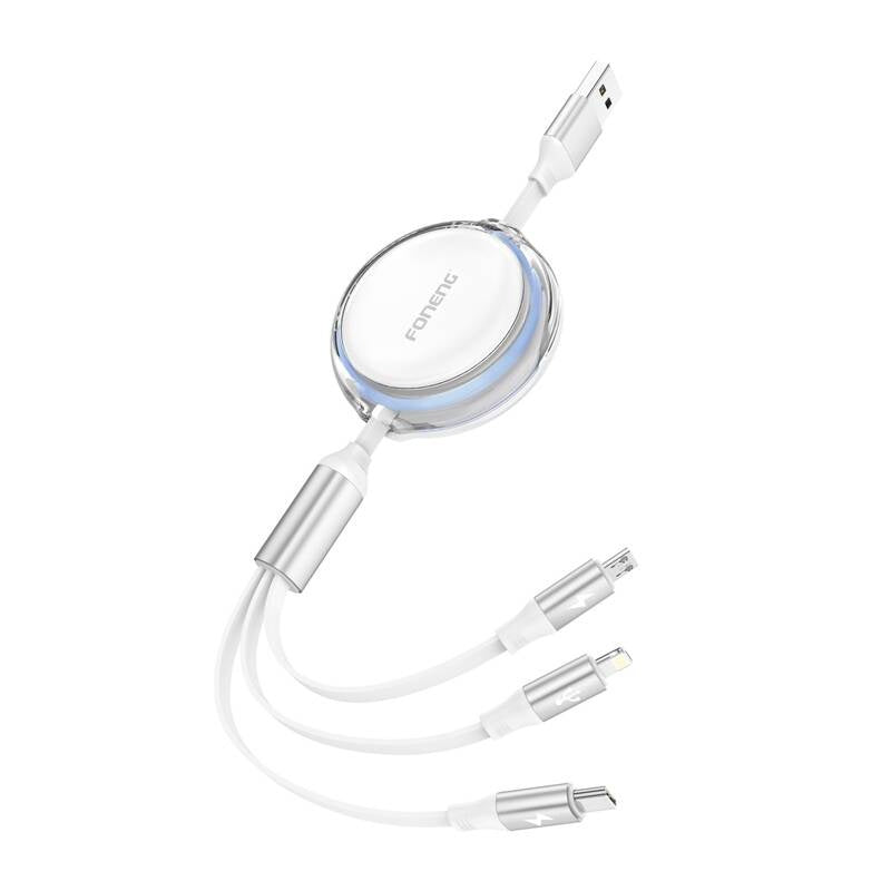 Foneng X113 3-i-1-kabel 1,1 M hvid