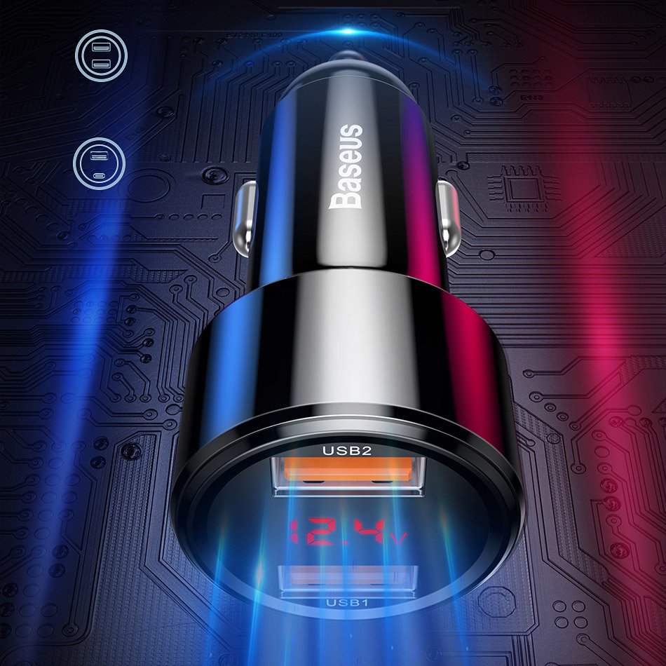 Baseus Magic Series Dual QC - Quick Charge 3.0 2x USB 45W 6A biloplader sort (CCMLC20A-01)