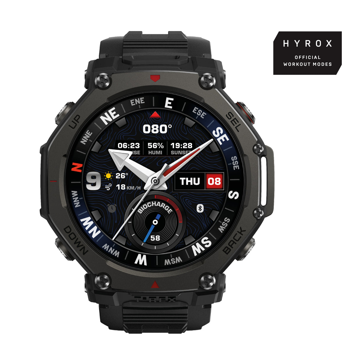 Amazfit T-Rex 3 Pro 3,81 cm (1.5") AMOLED 48 mm Digital 480 x 480 pixel Berøringsskærm Sort Wi-Fi GPS (satellit)
