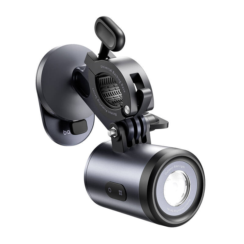 Baseus PrimeTrip 2-i-1-cykelstativ, telefonholder + lommelygte (sort)