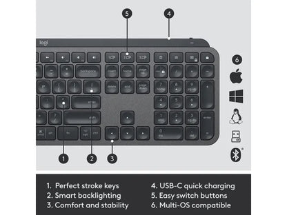 Logitech® | MX Keys Combo for Business - Tastatur og mus-sæt - bagbelyst - trådløs - Bluetooth LE - QWERTY - Pan Nordic - grafit