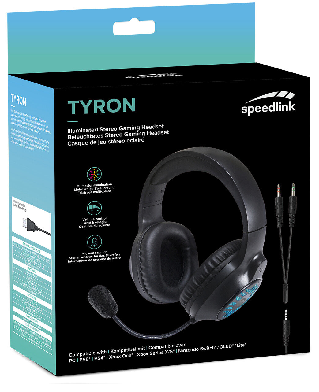 SPEEDLINK TYRON Hovedtelefoner Ledningsført Headset Spil Sort