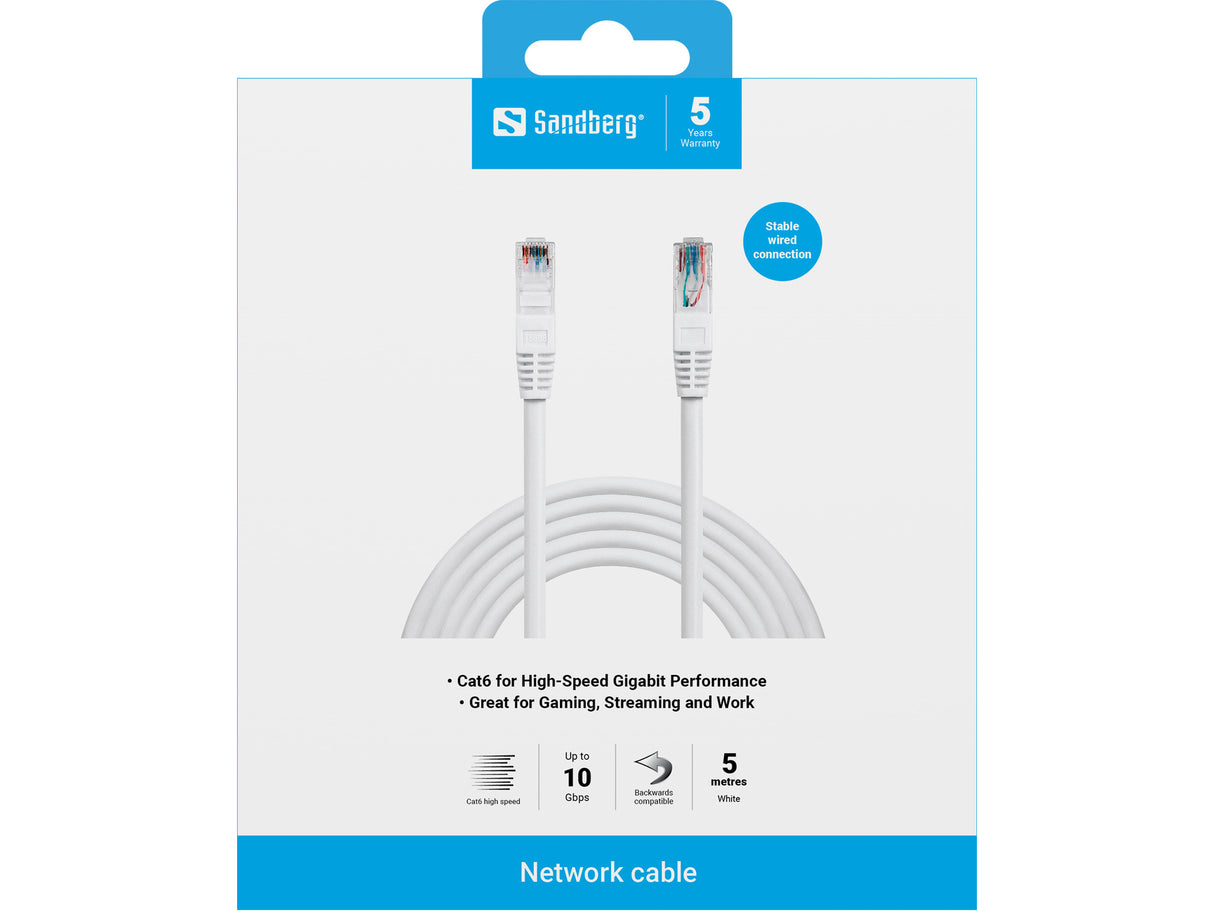 Network Cat6 UTP Cable, White (5m)