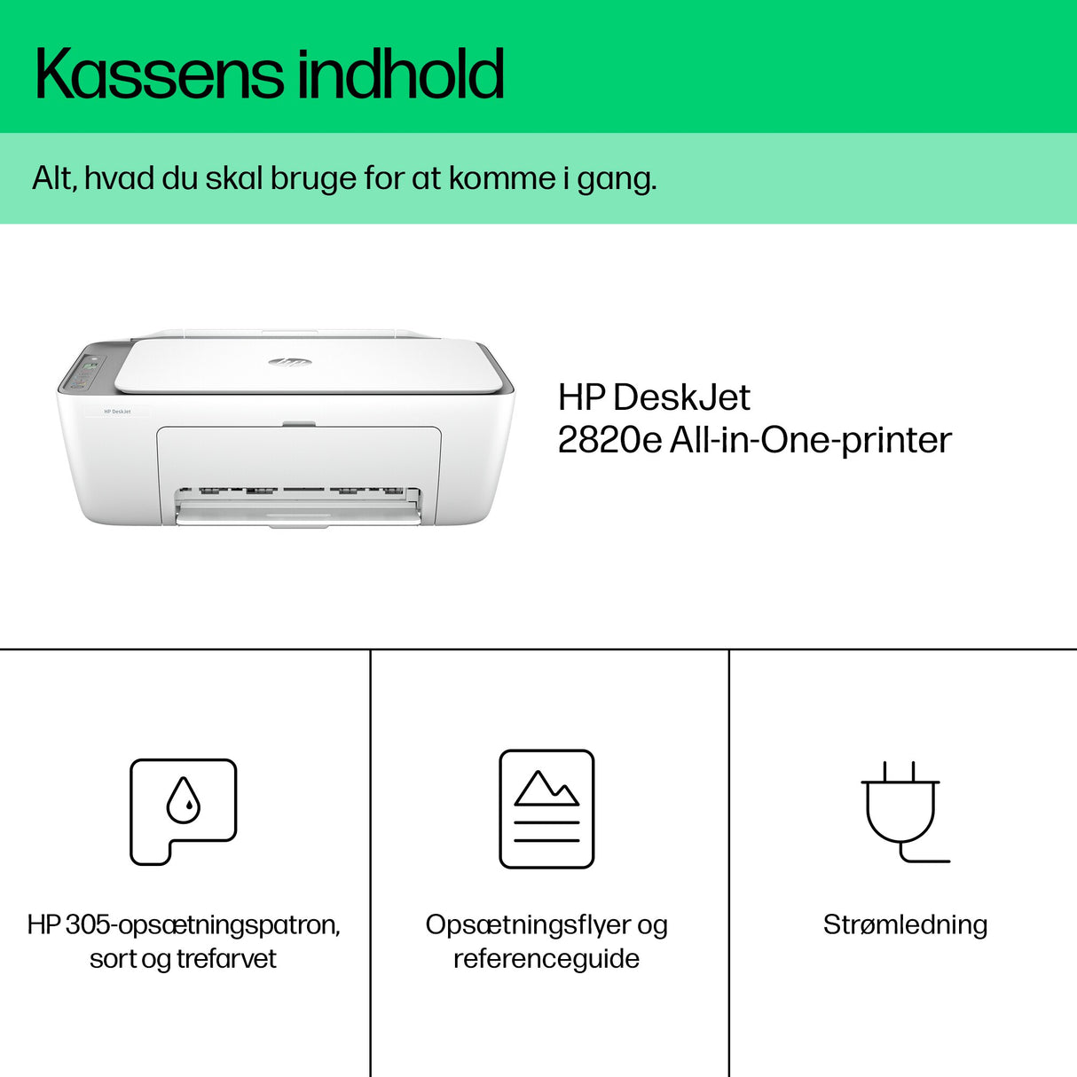 HP DeskJet 2820e Trådløst All-in-One Farve Printer, Kopimaskine, scanner
