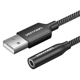 Single-port USB eksternt lydkort Vention Gome 0,25m (sort)