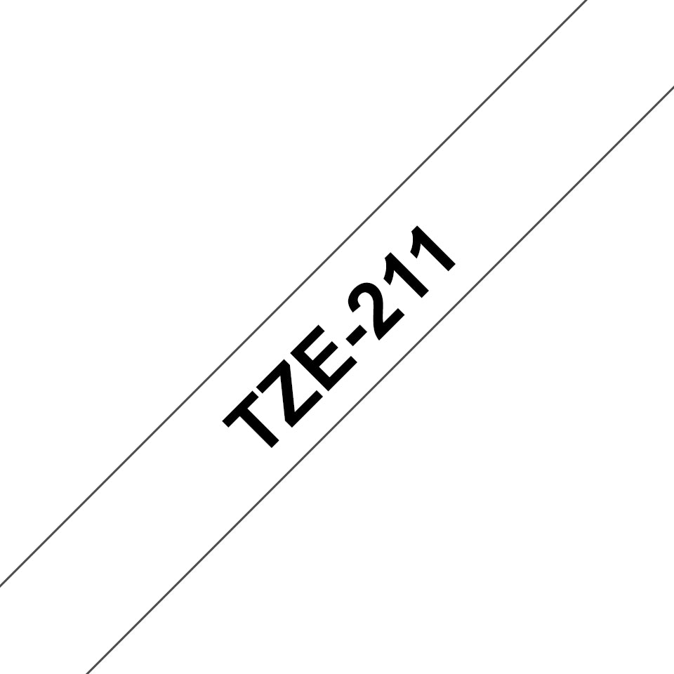 Brother TZe-211 etiketbånd Sort på hvid