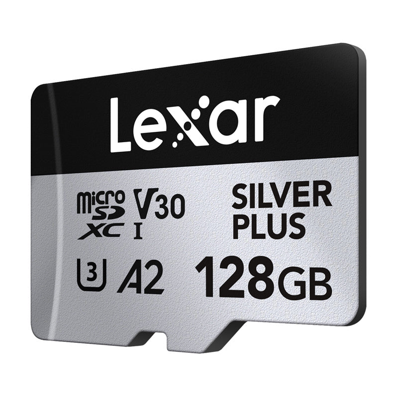 Sæt af 2 Lexar High-Performance Silver Plus microSDXC 2x128GB hukommelseskort + adapter