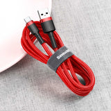 Baseus Cafule Cable holdbar nylon kabel USB / USB-C QC3.0 2A 3M rød (CATKLF-U09)