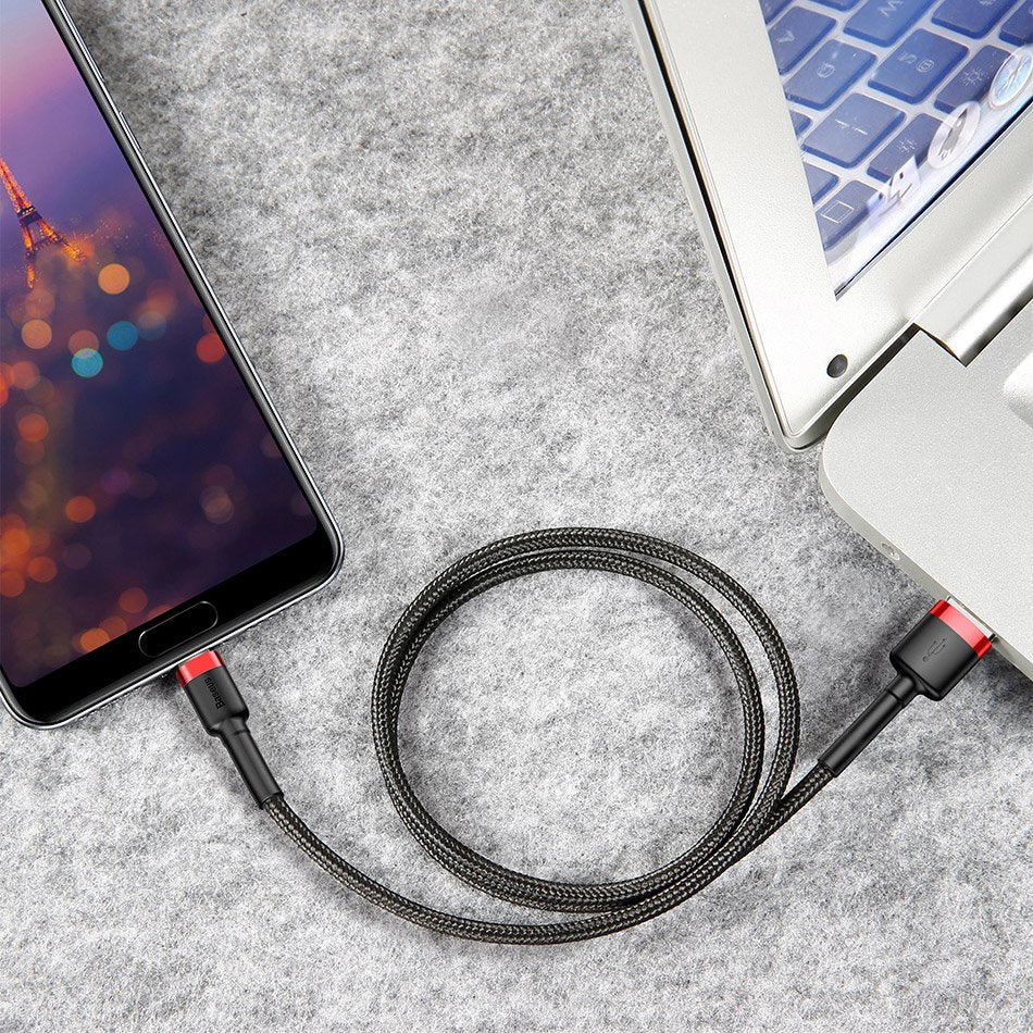 Baseus Cafule Kabel USB-A / USB-C QC3.0 2A 3m - Grå-Sort