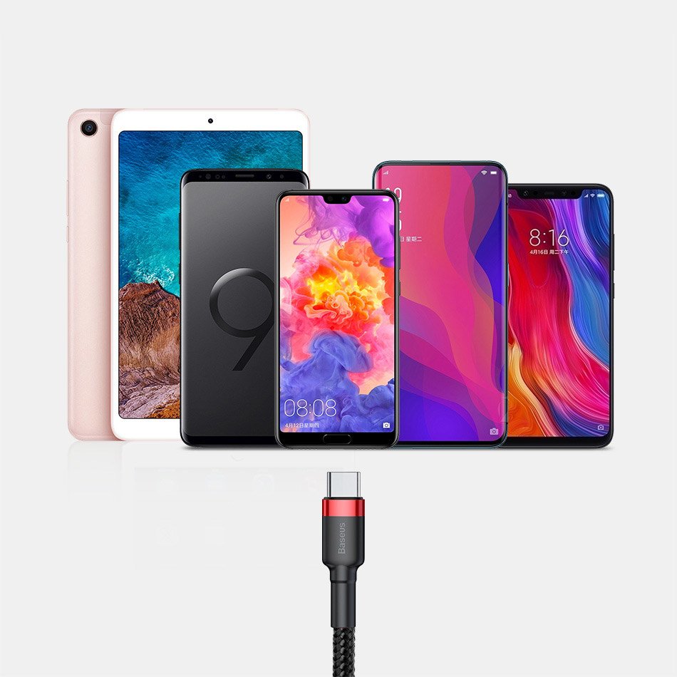 Baseus Cafule Kabel USB-A / USB-C QC3.0 2A 3m - Grå-Sort