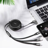 Baseus Golden Loop 3in1 forlænget kabel USB - micro USB / Lightning / USB-C 3.5A 35cm - 120cm sort (CAMLT-JH01)