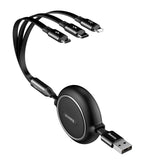 Baseus Golden Loop 3in1 forlænget kabel USB - micro USB / Lightning / USB-C 3.5A 35cm - 120cm sort (CAMLT-JH01)