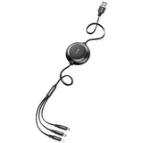Baseus Golden Loop 3in1 forlænget kabel USB - micro USB / Lightning / USB-C 3.5A 35cm - 120cm sort (CAMLT-JH01)