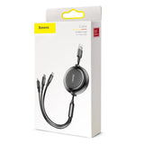 Baseus Golden Loop 3in1 forlænget kabel USB - micro USB / Lightning / USB-C 3.5A 35cm - 120cm sort (CAMLT-JH01)