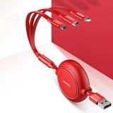 Baseus Golden Loop 3in1 forlænget kabel USB - micro USB / Lightning / USB-C 3.5A 35cm - 120cm sort (CAMLT-JH01)