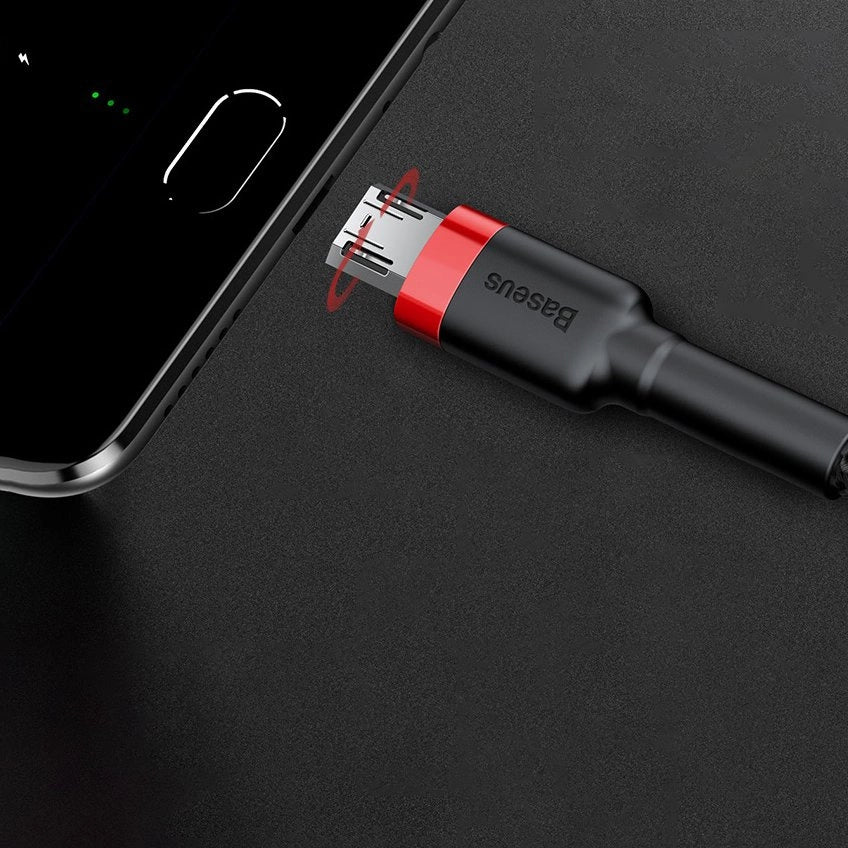 Baseus Cafule Cable holdbar nylon kabel USB / micro USB 2A 3M sort-grå (CAMKLF-HG1)