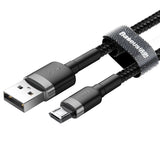 Baseus Cafule Cable holdbar nylon kabel USB / micro USB 2A 3M sort-grå (CAMKLF-HG1)