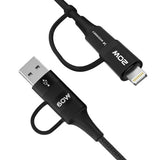 Wozinsky WNBAA USB-kabel 1 m 2 x USB A USB C/Lightning Sort