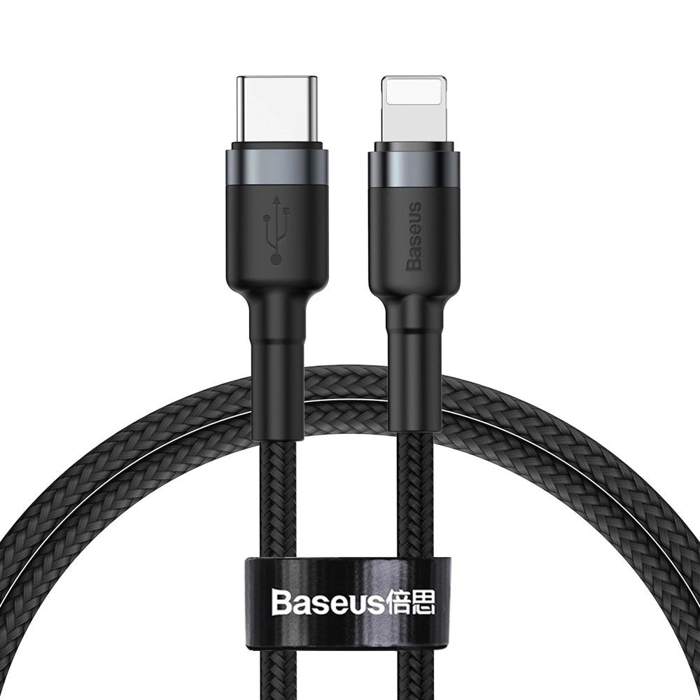 Baseus CATLKLF-G1 Lightning - USB-C PD QC kabel 18W 480Mb/s 1m - sort og grå