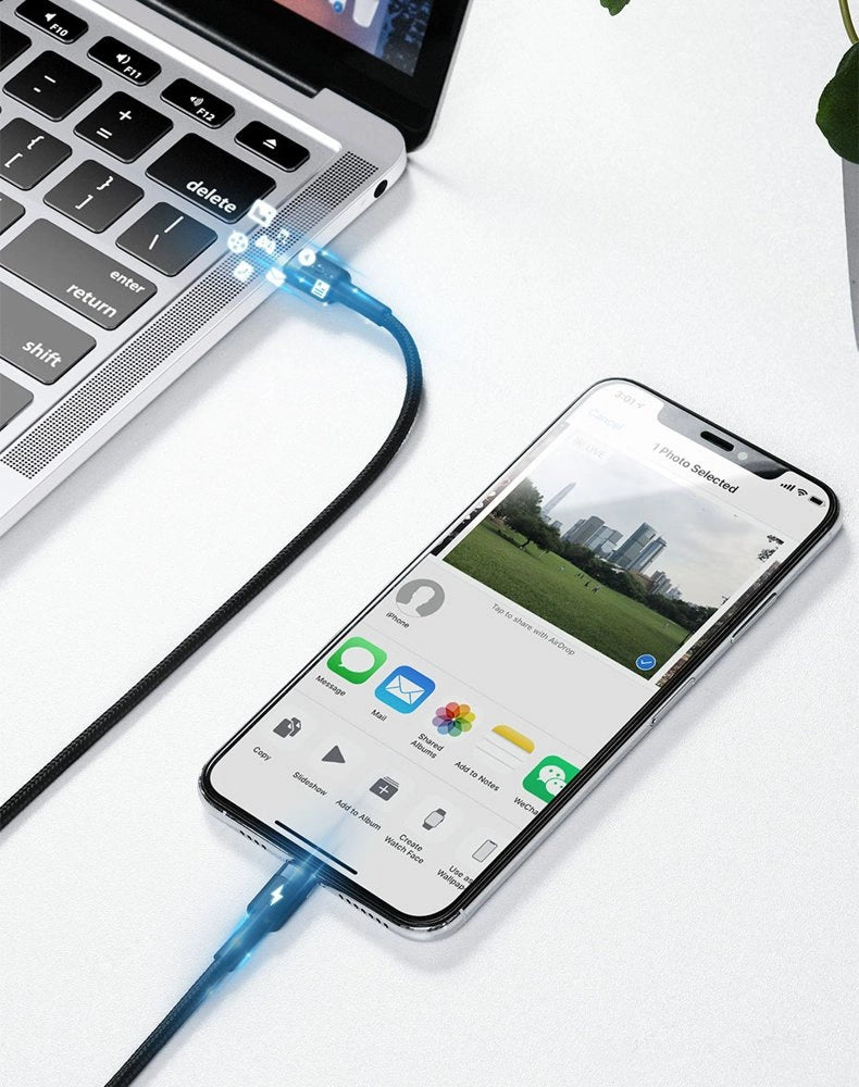 Baseus CATLKLF-G1 Lightning - USB-C PD QC kabel 18W 480Mb/s 1m - sort og grå