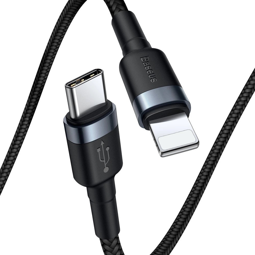 Baseus CATLKLF-G1 Lightning - USB-C PD QC kabel 18W 480Mb/s 1m - sort og grå