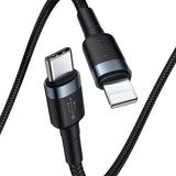 Baseus CATLKLF-G1 Lightning - USB-C PD QC kabel 18W 480Mb/s 1m - sort og grå