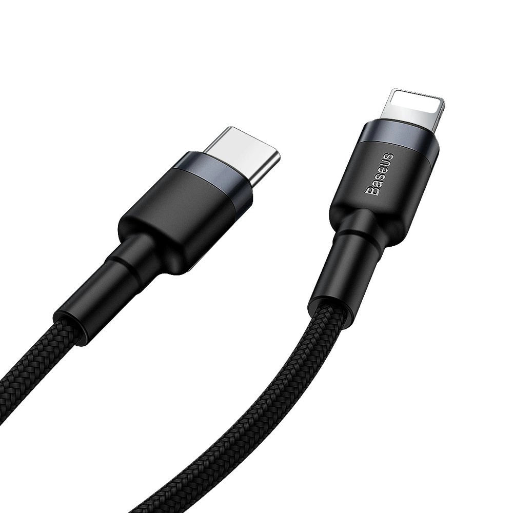 Baseus CATLKLF-G1 Lightning - USB-C PD QC kabel 18W 480Mb/s 1m - sort og grå