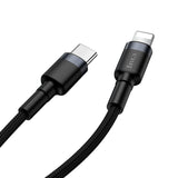 Baseus CATLKLF-G1 Lightning - USB-C PD QC kabel 18W 480Mb/s 1m - sort og grå