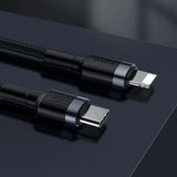 Baseus CATLKLF-G1 Lightning - USB-C PD QC kabel 18W 480Mb/s 1m - sort og grå