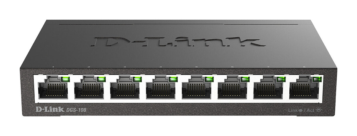 D-Link DGS-108 Ikke administreret L2 Gigabit Ethernet (10/100/1000) Sort