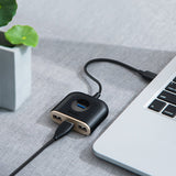 HUB Baseus Square USB-A to 1x USB-A 3.2 Gen 1 / 3x USB 2.0 with 1m cable - black