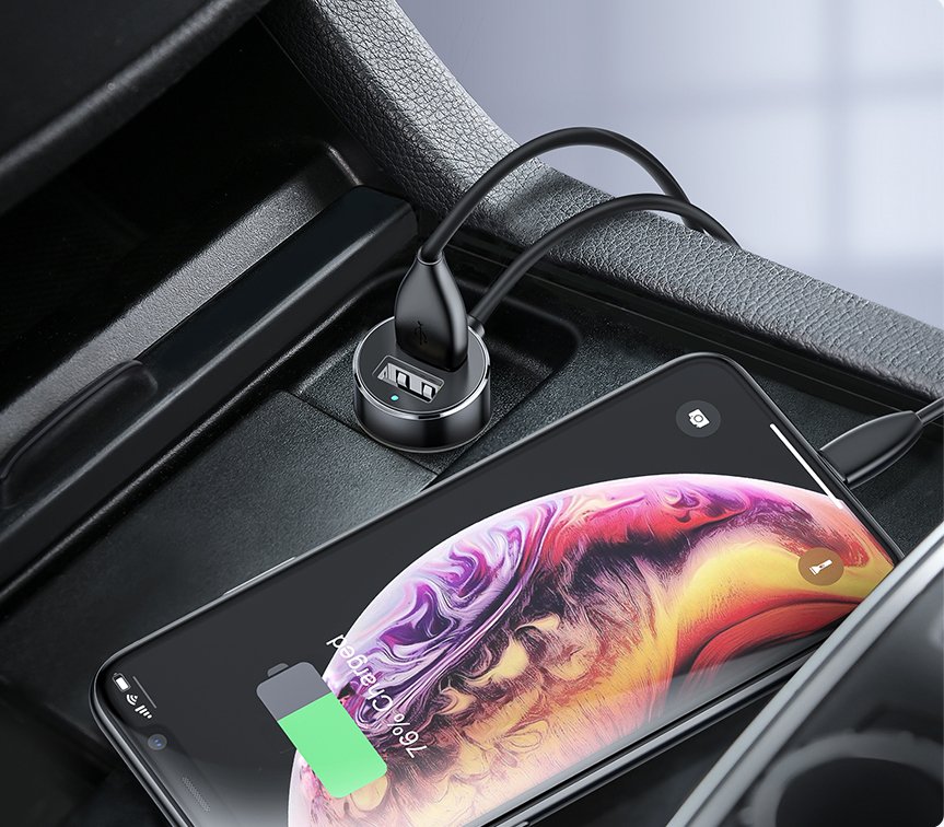 Baseus CRDYQ-01 splitter 2x cigarettelægger stikkontakt 80W 2x USB-A 3.1A - sort