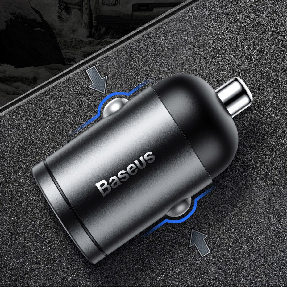 Baseus Tiny Star mini smart USB biloplader 30W Quick Charge 3.0 grå (VCHX-A0G)