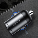 Baseus Tiny Star mini smart USB biloplader 30W Quick Charge 3.0 grå (VCHX-A0G)