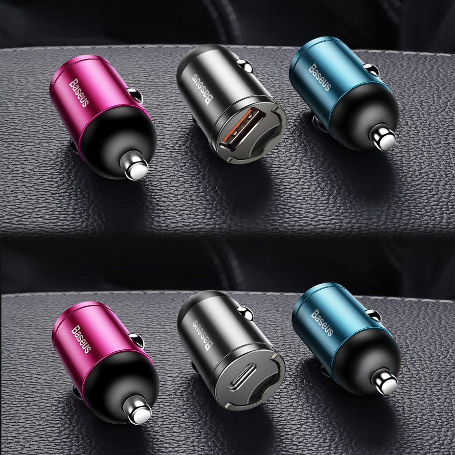 Baseus Tiny Star mini smart USB biloplader 30W Quick Charge 3.0 grå (VCHX-A0G)