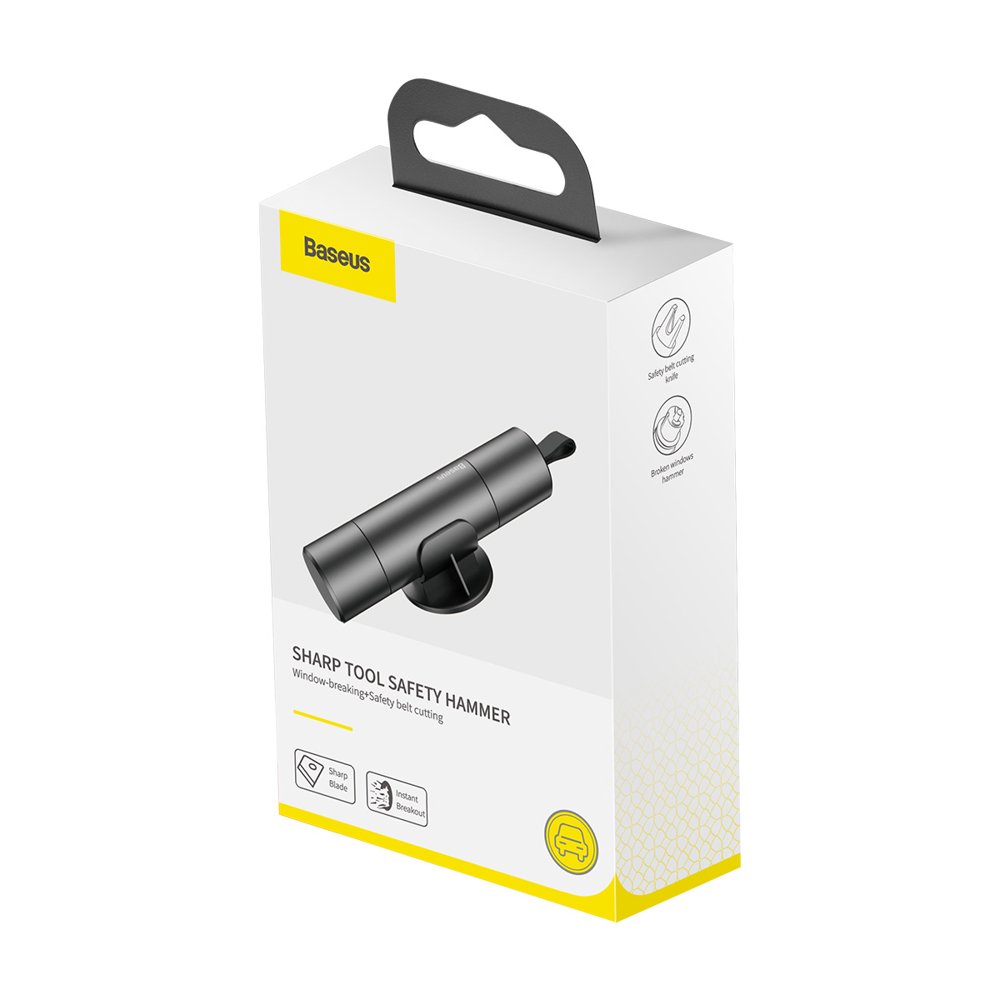 Baseus Sharp Tool Safety Hammer (Vindu-bryde+Sikkerhedsseler skæring) mørkgrå (CRSFH-0G)