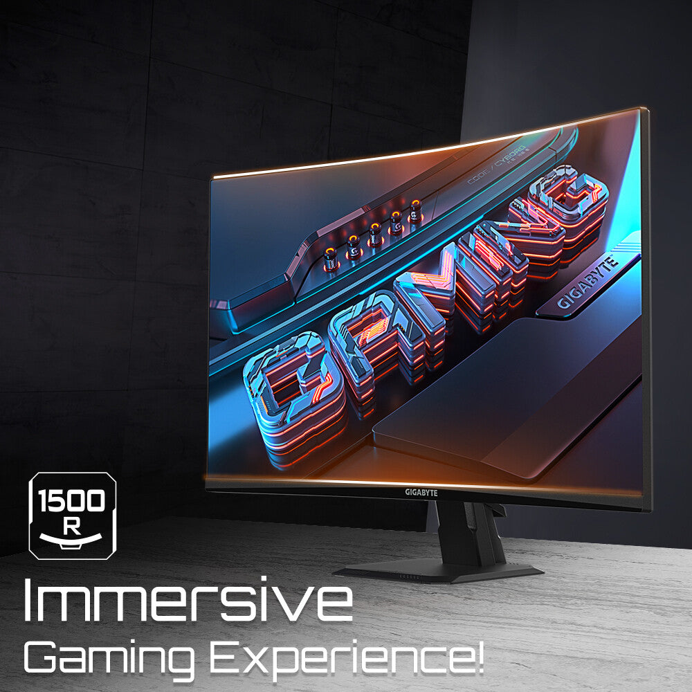 GIGABYTE GS27FC 27" FHD Curved Gaming Monitor - 1920 x 1080, 1500R, 180Hz, 1 ms, 250 cd/m², FreeSync Premium, HDR Ready, HDMI 2.0, Displayport 1.4