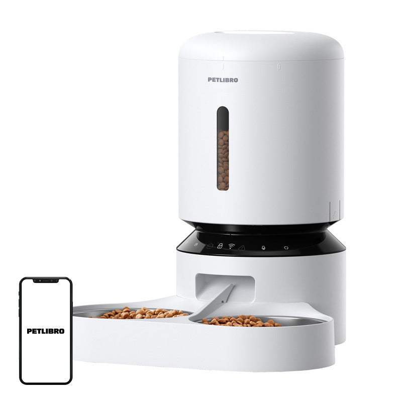 Petlibro Granary madspenser med dobbelt skål, Wifi, 5L (hvid)