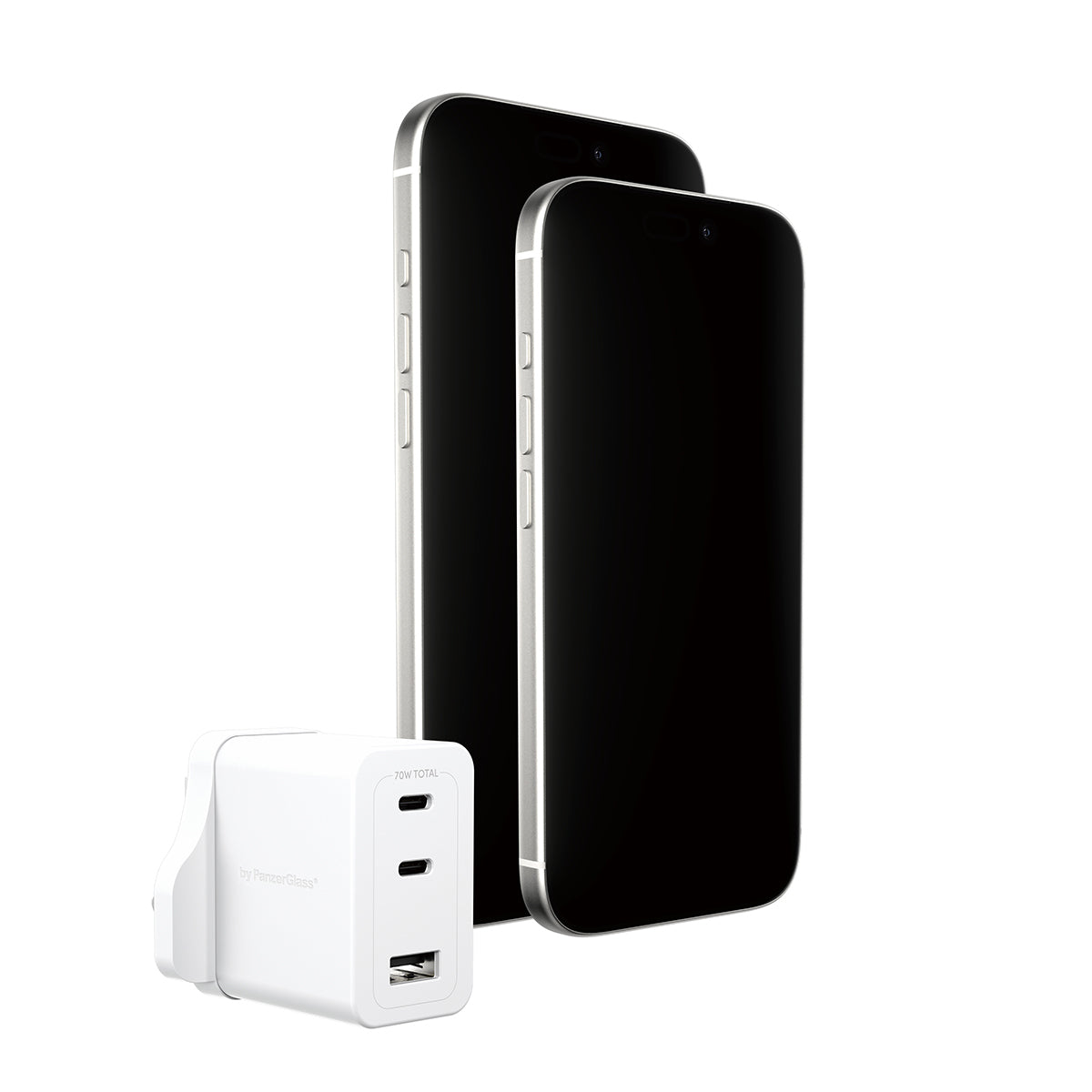 PanzerGlass empower by ® Turbo 70W Multiple Oplader inkl. 2 x USB-C + USB-A | UK Stik | Silver White